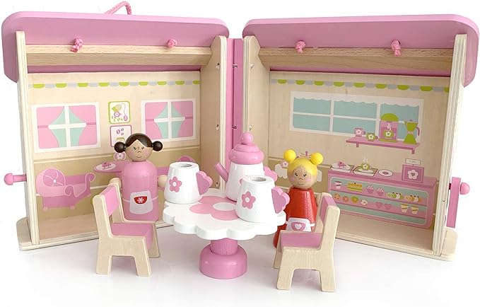 Casuta pentru papusi, Zola®, cafenea, 2 omuleti si accesorii, din lemn, 19x16x25.5 cm Casuta pentru papusi, Zola®, cafenea, 2 omuleti si accesorii, din lemn, 19x16x25.5 cm